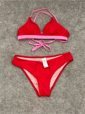 Cupshe BNET Red Bikini Set with Pink Trim - Small